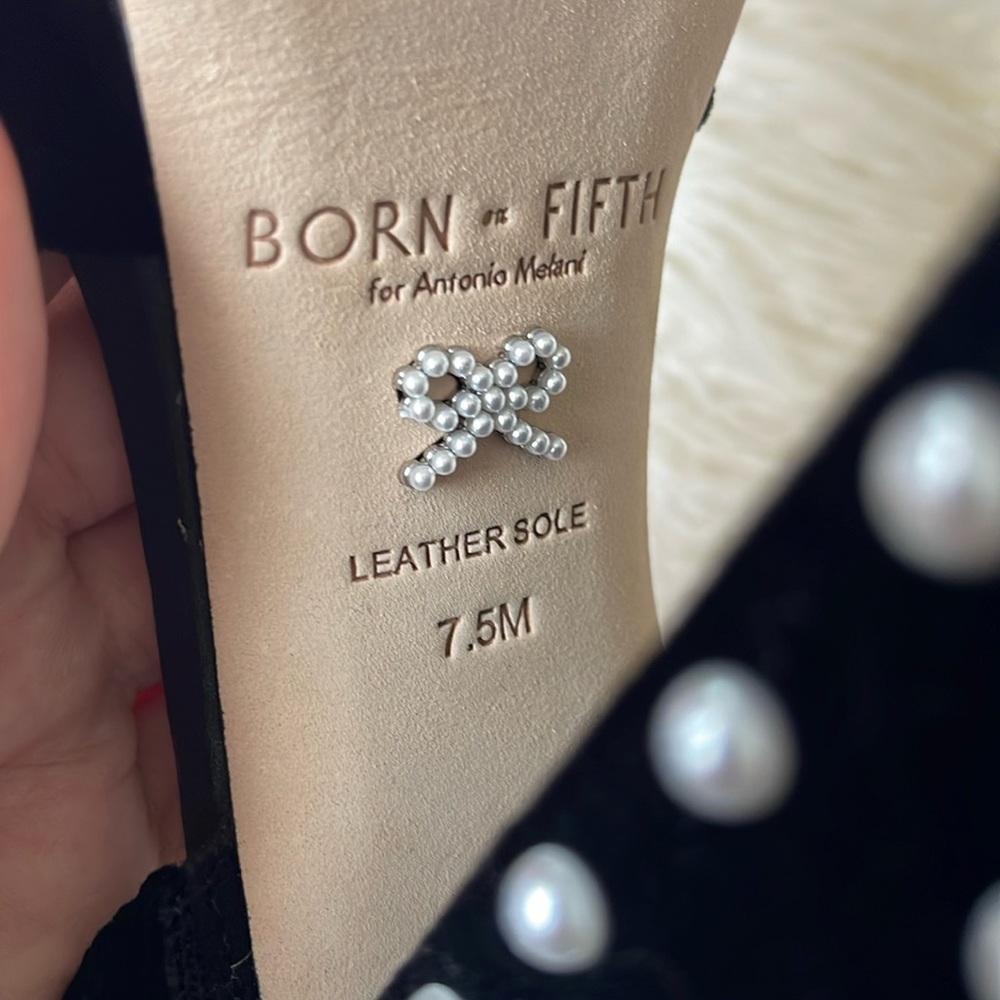 Antonio Melani x Born on Fifth Emily Velvet Pearl Detail Dress Platform Pumps - Picture 5 of 10